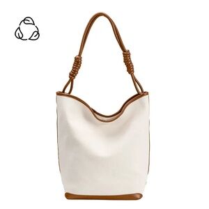 Chic White and Brown Hobo Bag